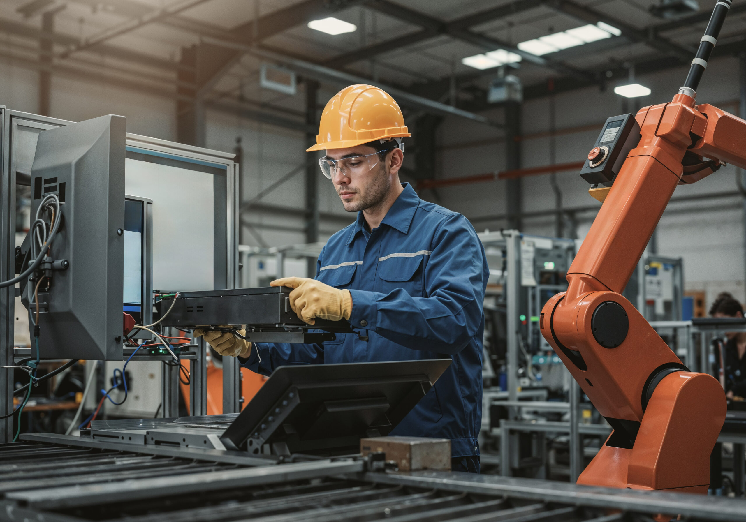 engineer-working-with-robot-modern-industrial-facility | Sentor Controls