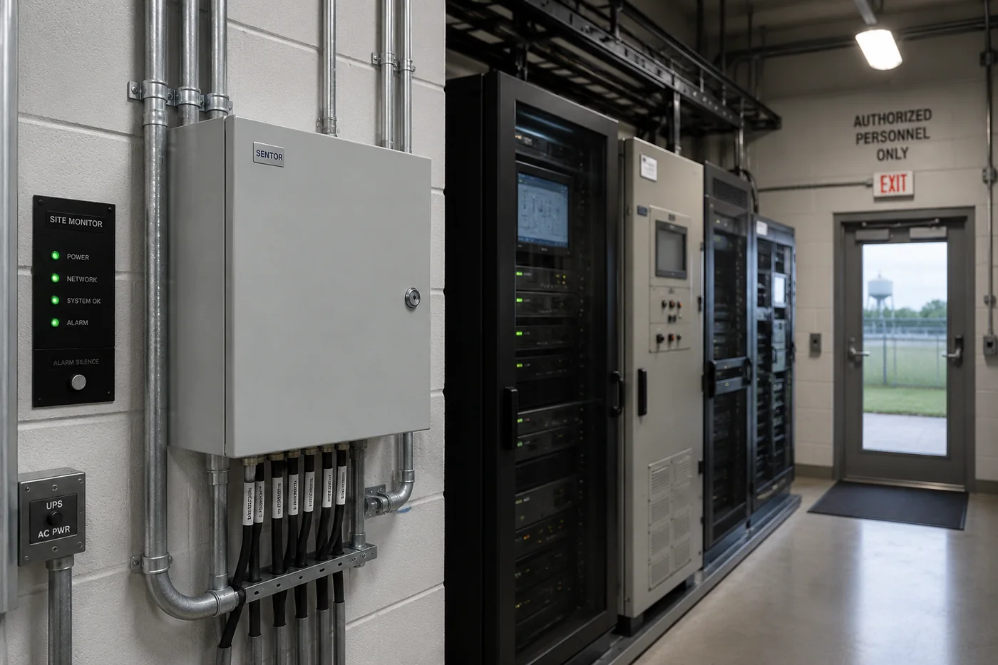 Sentor monitoring equipment installed at a critical infrastructure site, logging plant condition and site access for audit